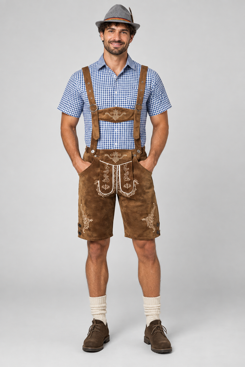 Men´s Oktoberfest Lederhosen Set - Shirt,Shorts & Hat