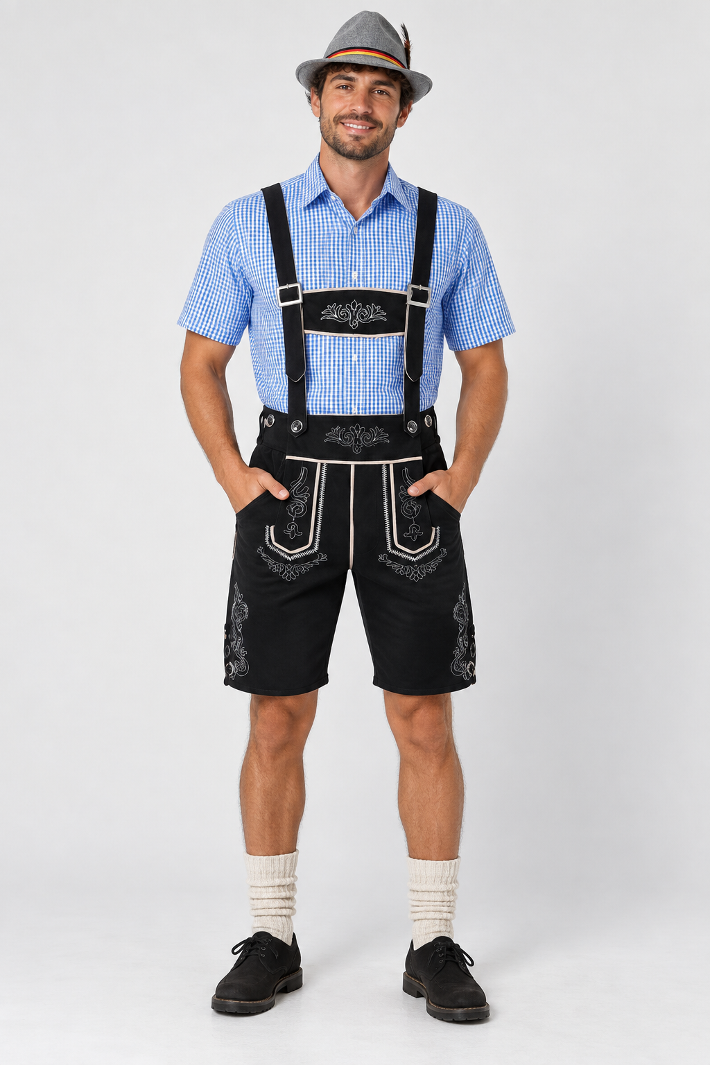 Men´s Oktoberfest Lederhosen Set - Shirt,Shorts & Hat