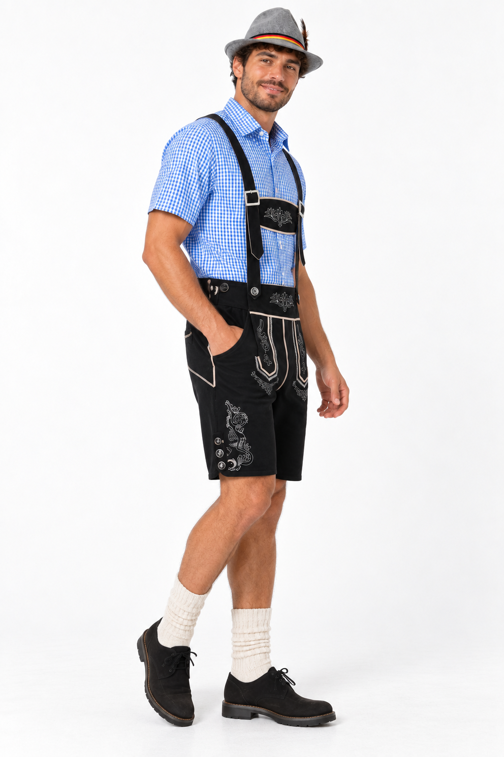 Men´s Oktoberfest Lederhosen Set - Shirt,Shorts & Hat