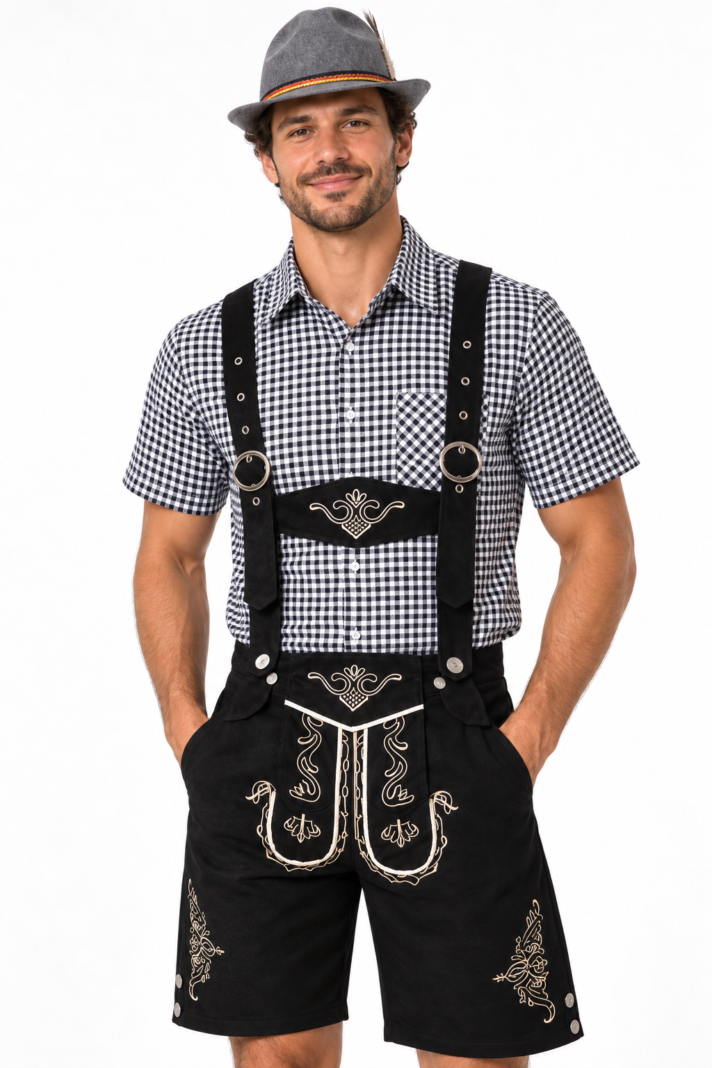 Men´s Oktoberfest Lederhosen Set - Shirt,Shorts & Hat
