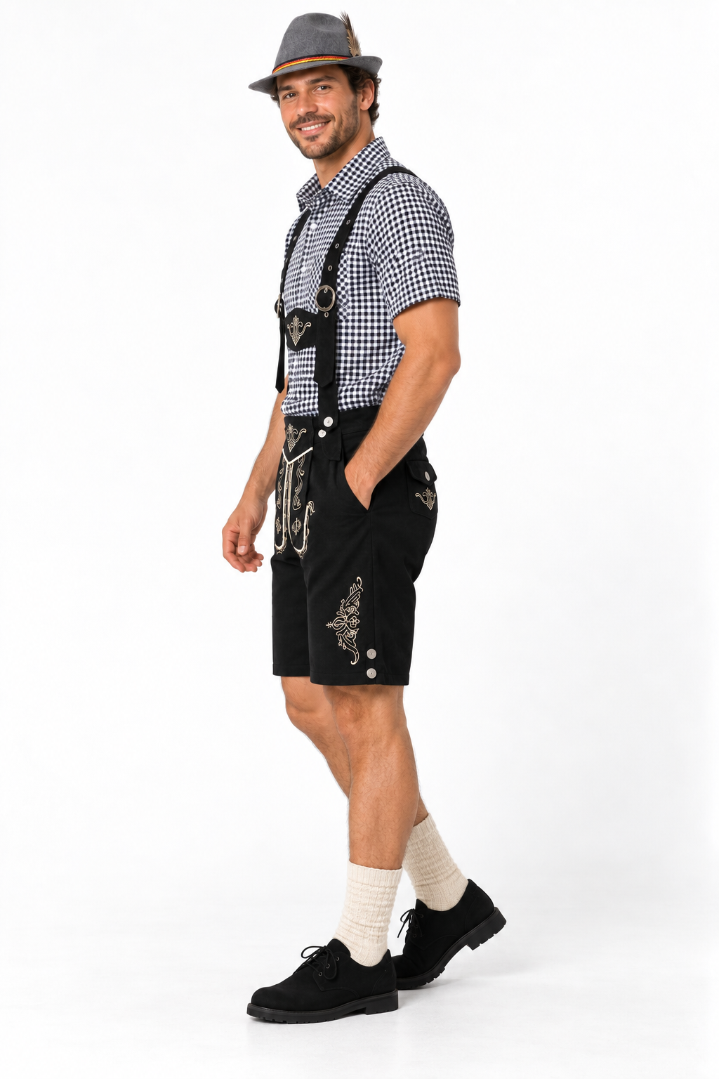 Men´s Oktoberfest Lederhosen Set - Shirt,Shorts & Hat