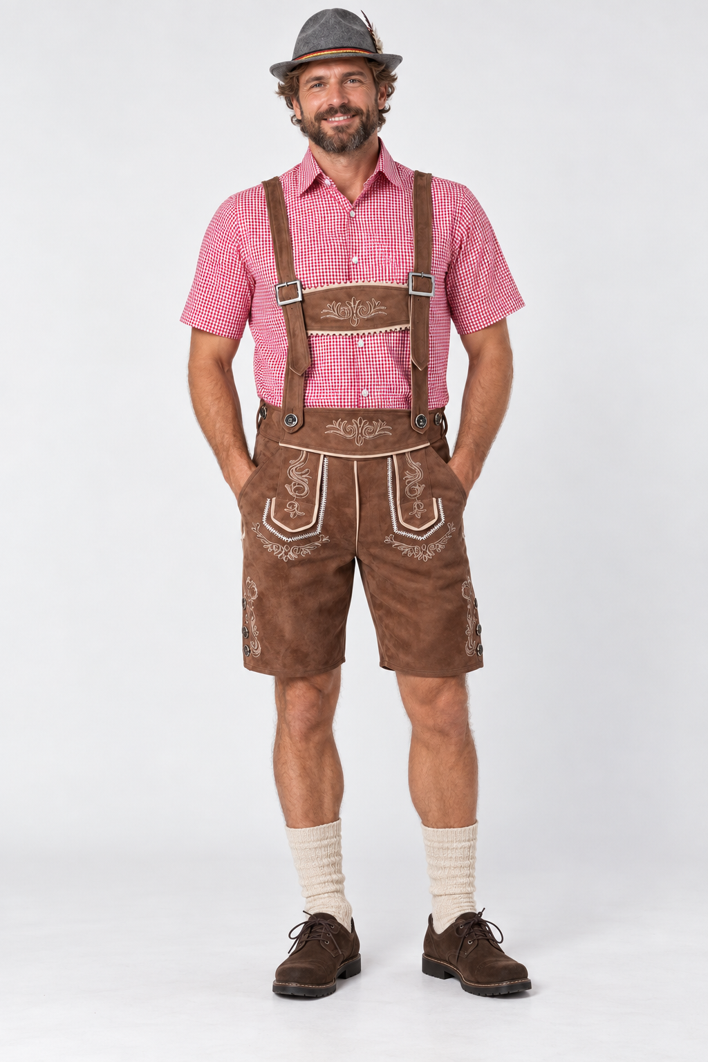 Men´s Oktoberfest Lederhosen Set - Shirt,Shorts & Hat