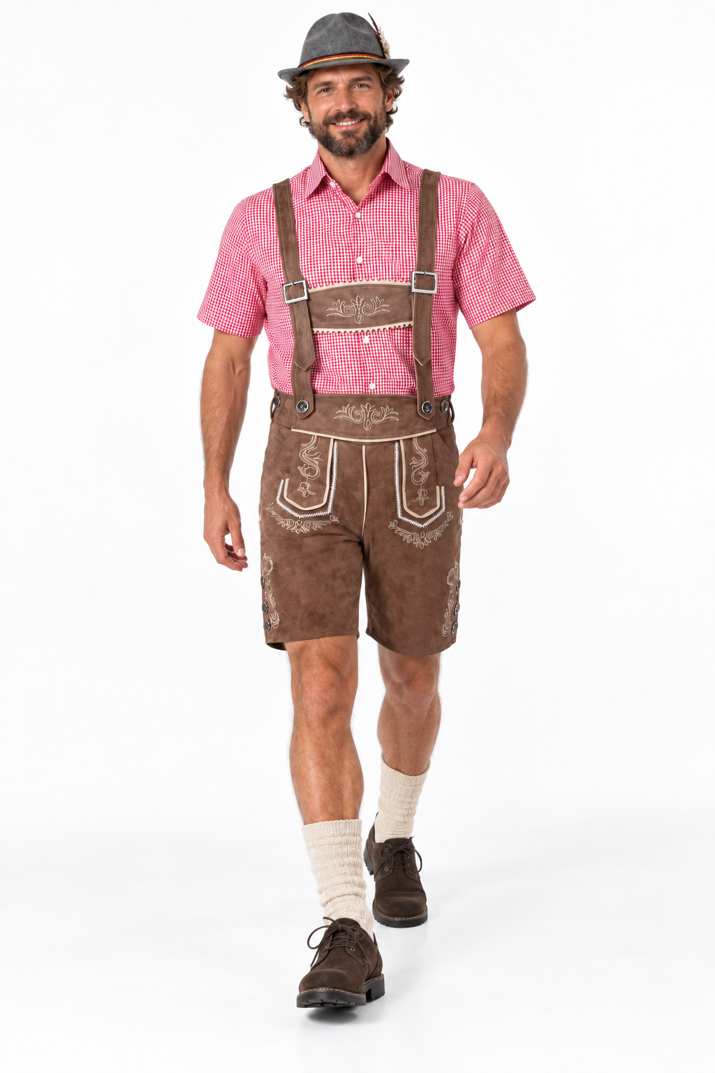 Men´s Oktoberfest Lederhosen Set - Shirt,Shorts & Hat