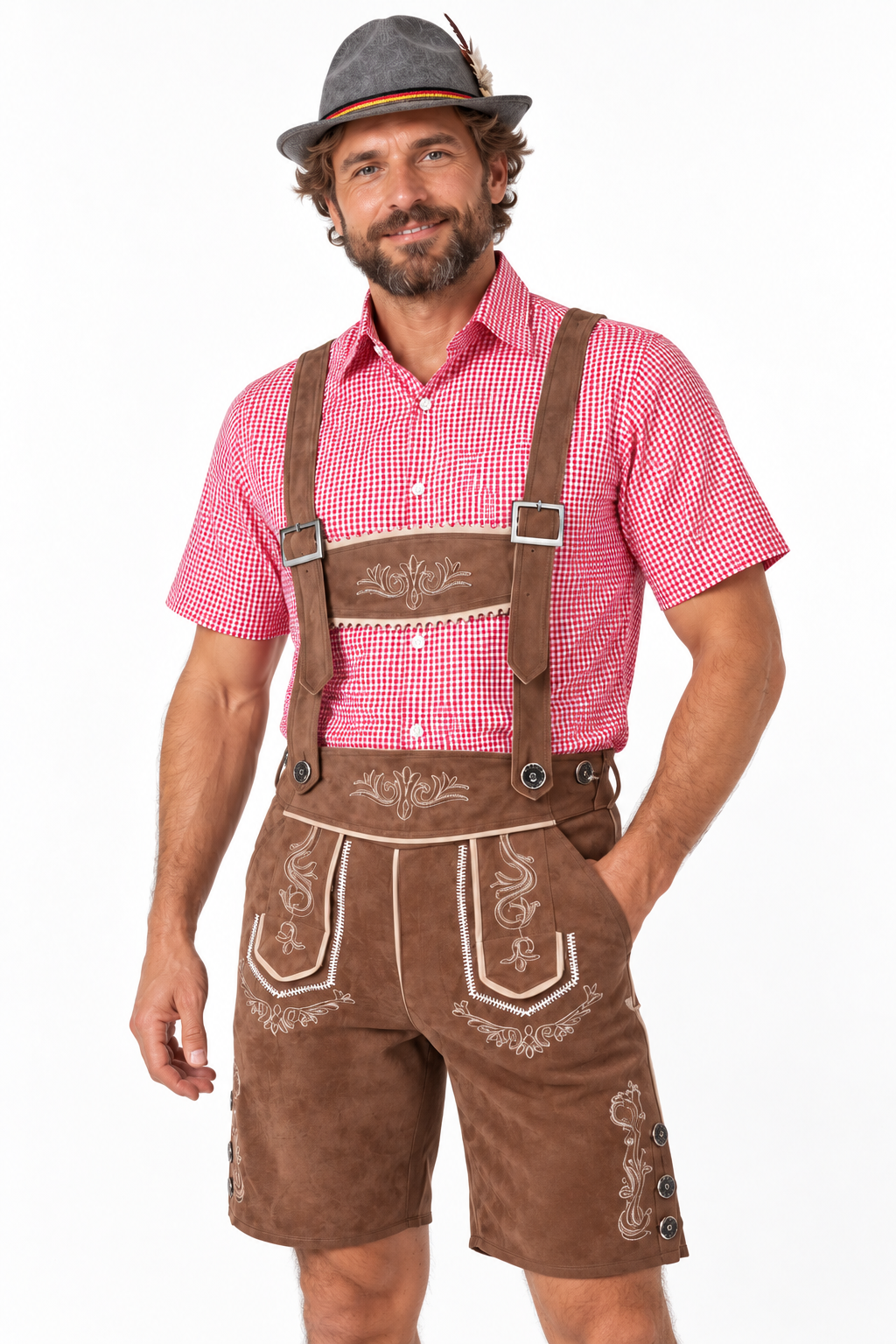 Men´s Oktoberfest Lederhosen Set - Shirt,Shorts & Hat
