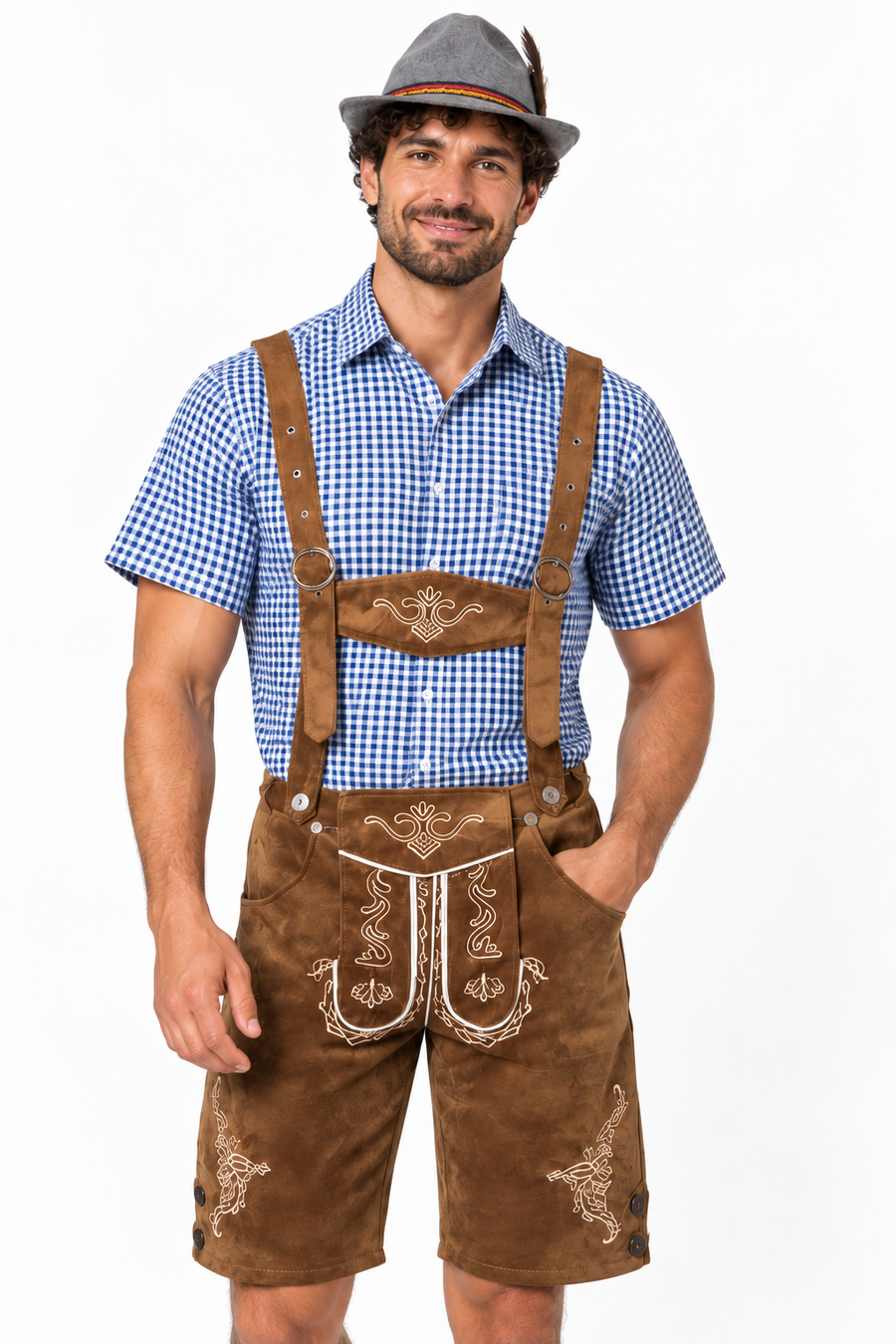 Men´s Oktoberfest Lederhosen Set - Shirt,Shorts & Hat