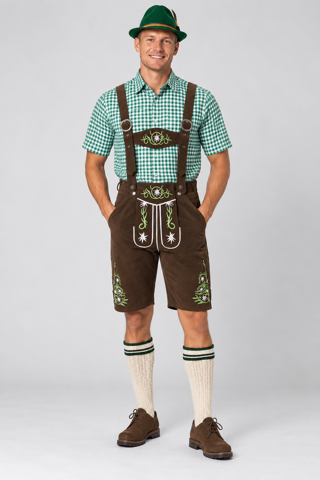 Men´s Oktoberfest Lederhosen Set - Shirt,Shorts & Hat