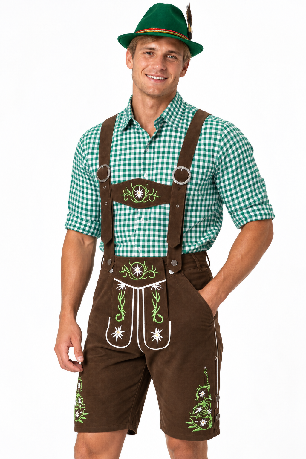 Men´s Oktoberfest Lederhosen Set - Shirt,Shorts & Hat