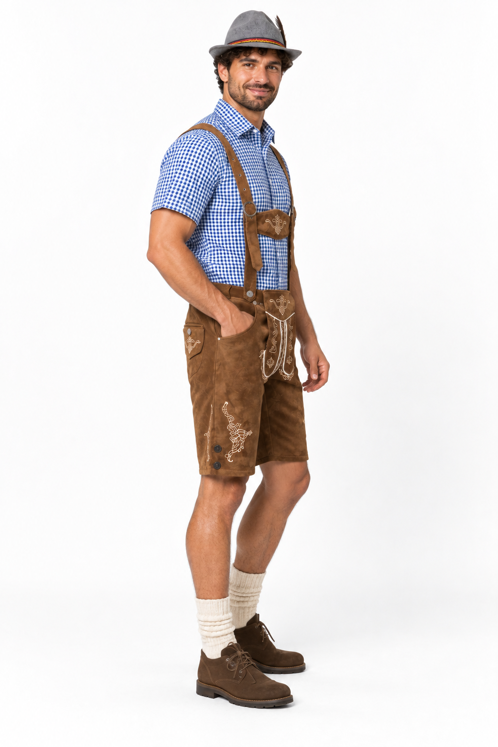 Men´s Oktoberfest Lederhosen Set - Shirt,Shorts & Hat